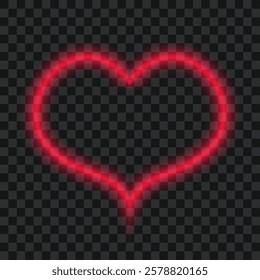 Red neon heart, smoke effect sign, vector illustration.