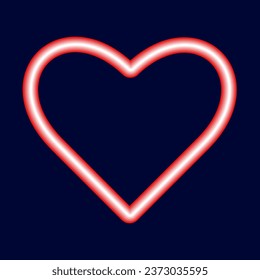 Icono del vector del corazón del neón rojo con sombra