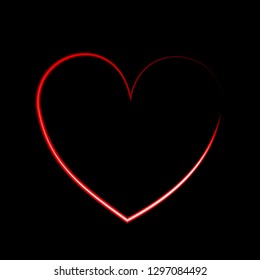 red neon heart,  vector illustration, eps 10, Happy Valentine's Day, red background, seamless drawing, declaration of love