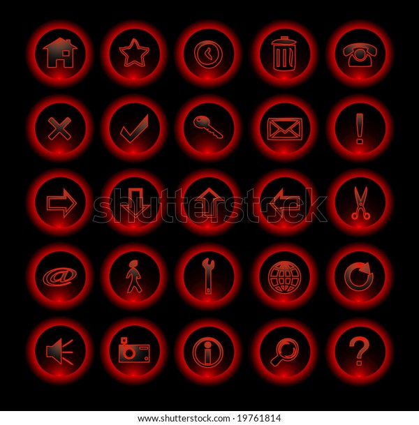 Red Neon Icons Stock Vector Royalty Free