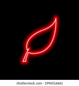 Rote Neonblattumrandung von einem Baum auf schwarzem Hintergrund. Vektorgrafik