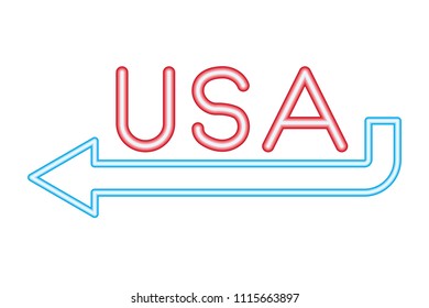 red neon lettering usa and blue arrow sing red neon lettering usa and blue arrow sing