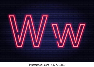 Red neon letters, font on dark blue background. Vector illustration of eps 10.