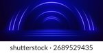 Red neon light arches creating a dramatic stage background