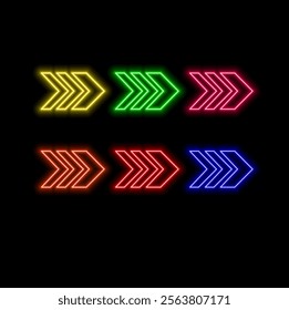 red neon light Loading arrow line Illustration. . Black background UHD 4k Illustration..