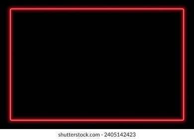 Red Neon Light rectangular border vector eps