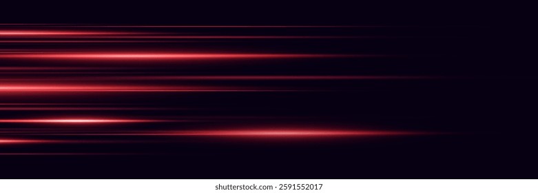 Red neon lines of light, horizontal flare effect.