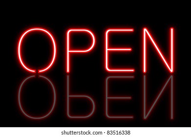 Red Neon Open Sign Illustration