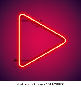 Red neon play symbol makes it quick and easy to customize your projects in modern style.