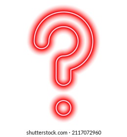 Marca de interrogación de neón rojo aislado en blanco. Ilustración del vector