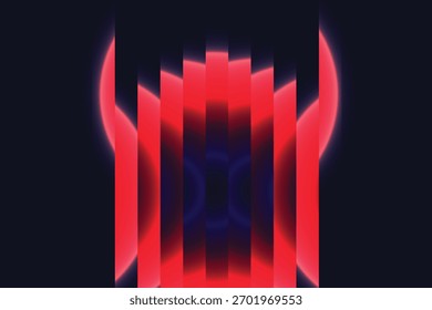 Red Neon Ribbed Gradient Abstract Fractal Background