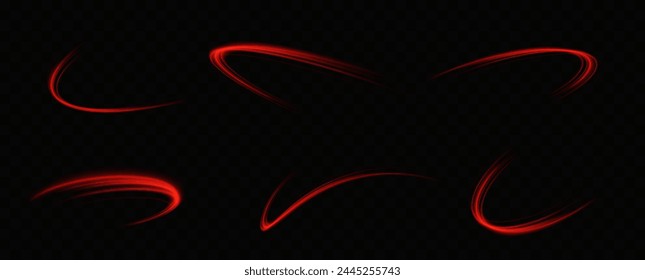 Red neon ring. Luminous circle. Glow effect. Round light frame. abstract light lines of motion and speed.Abstract light lines of motion and speed.	