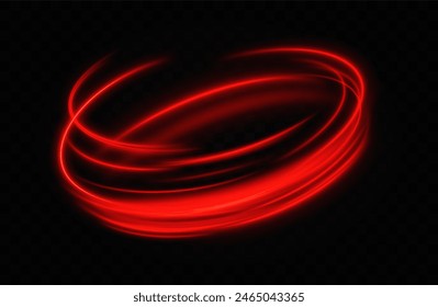 Anillo rojo de neón. Círculo luminoso. Efecto Resplandor. Marco de luz redondo. líneas de luz abstractas de movimiento y velocidad. líneas de luz Abstractas de movimiento y velocidad.	