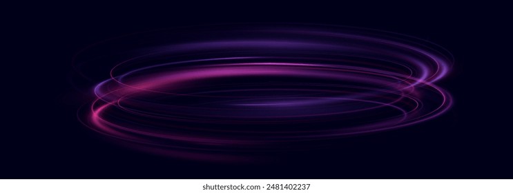 Red neon ring. Luminous circle. Glow effect. Round light frame. abstract light lines of motion and speed.Abstract light lines of motion and speed.