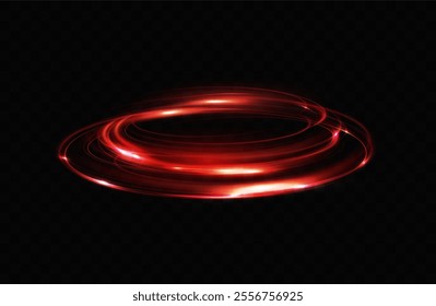 Red neon ring. Luminous circle. Glow effect. Round light frame.