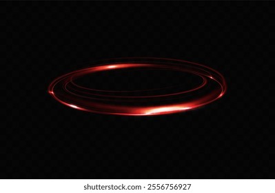 Red neon ring. Luminous circle. Glow effect. Round light frame.