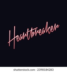 A red neon sign displaying the words 'Heartbreaker' is glowing behind window blinds