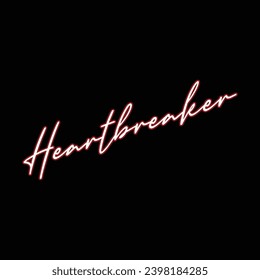 A red neon sign displaying the words 'Heartbreaker' is glowing behind window blinds