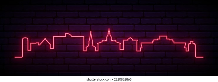 Red neon skyline of Annapolis. Bright Annapolis City long banner. Vector illustration.