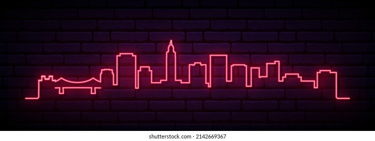 Red neon skyline of Baton Rouge. Bright Baton Rouge City long banner. Vector illustration.