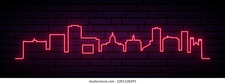 Red neon skyline of Binghamton. Bright Binghamton, NY long banner. Vector illustration.