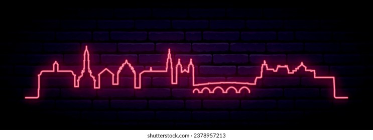 Red neon skyline of Heidelberg. Bright Heidelberg long banner. Vector illustration.