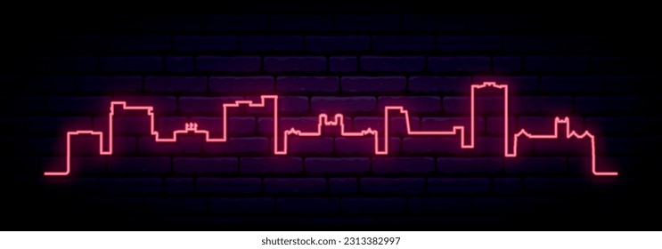 Red neon skyline of Norman. Bright Norman long banner. Vector illustration.
