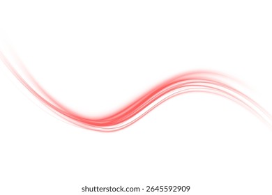 Red Neon Speed Lines on Dark Road, Fast Motion Light Effect, Laser Streaks, Futuristic Urban Vector, Night Highway Glow, Dynamic Energy Trail, Isolated PNG for Tech Design Illustration