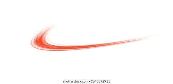 Red Neon Speed Lines on Dark Road, Fast Motion Light Effect, Laser Streaks, Futuristic Urban Vector, Night Highway Glow, Dynamic Energy Trail, Isolated PNG for Tech Design Illustration