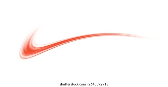 Red Neon Speed Lines on Dark Road, Fast Motion Light Effect, Laser Streaks, Futuristic Urban Vector, Night Highway Glow, Dynamic Energy Trail, Isolated PNG for Tech Design Illustration