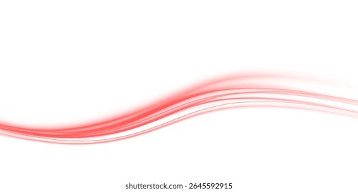 Red Neon Speed Lines on Dark Road, Fast Motion Light Effect, Laser Streaks, Futuristic Urban Vector, Night Highway Glow, Dynamic Energy Trail, Isolated PNG for Tech Design Illustration