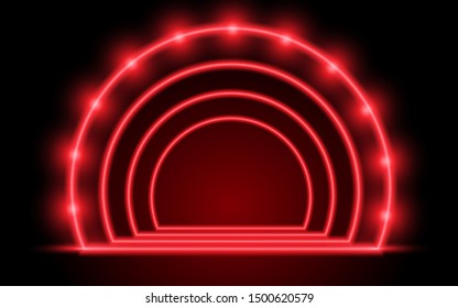 red neon with spotlight in the studio room