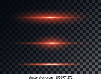 Red neon stripes or light flash. Vector element isolated background.