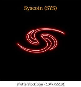 Red neon Syscoin (SYS) cryptocurrency symbol. Vector illustration eps10 isolated on black background