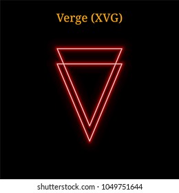 Red neon Verge (XVG) cryptocurrency symbol. Vector illustration eps10 isolated on black background