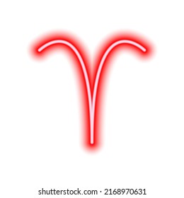 Red neon zodiac sign Aries on white. Predictions, astrology, horoscope. Vector illustration