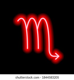 Red neon zodiac sign Scorpio. Predictions, astrology, horoscope.