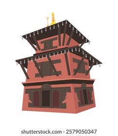 Red Nepalese pagoda vector illustration