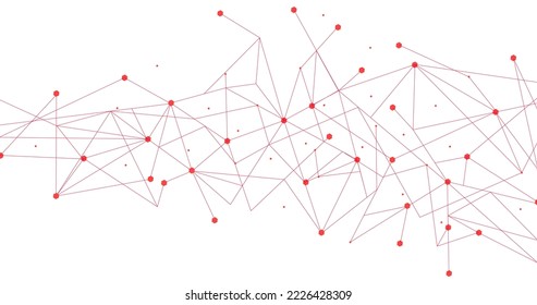 Red network. Abstract connection on white background. Network technology background with dots and lines for desktop. Ai background. Modern abstract concept. Line background, network technology vector