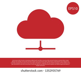 Red Network cloud connection icon isolated on white background. Social technology. Cloud computing concept. Vector Illustration