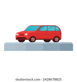 Red new car icon cartoon vector. Auto shop. Garage stand service