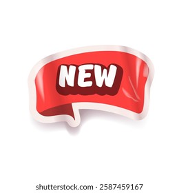 Red new sticker isolated on white. Price sticker, sale sticker, price tag, retro label, sale or discount sticker, promotional badge set, shopping label