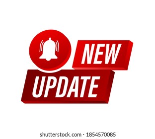 Red new update banner in modern style. Web design. Vector stock illustration.