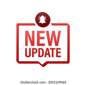 Red new update banner in modern style. Web design. Vector stock illustration.