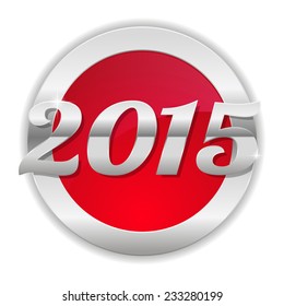 Red new year 2015 button