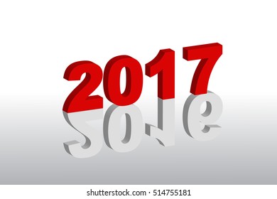 Red new year 2017,  - 3D Conceptual illustration
