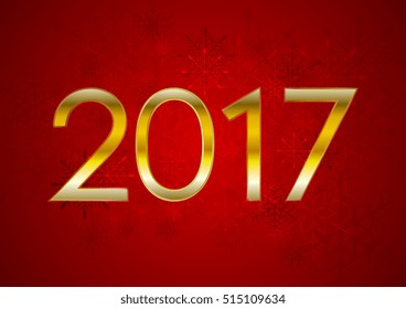 Fondo abstracto del Año Nuevo Rojo 2017 con copos de nieve. Diseño vectorial de tarjeta de felicitación