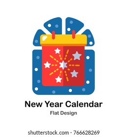 red New Year Calendar flat illustration icon