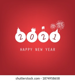 Red New Year Card or Background Design - 2021