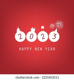 Red New Year Card or Background Design - 2023